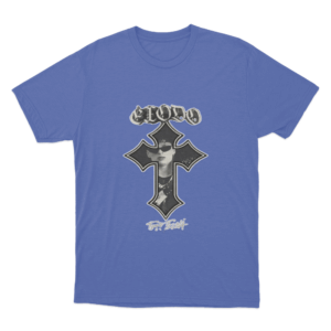 Gothic Cross T Shirt Blue